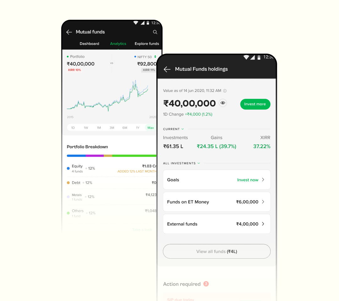 Mutual Funds dashboard redesign