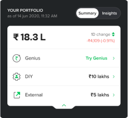 Portfolio view showing Genius, DIY and External segments separately